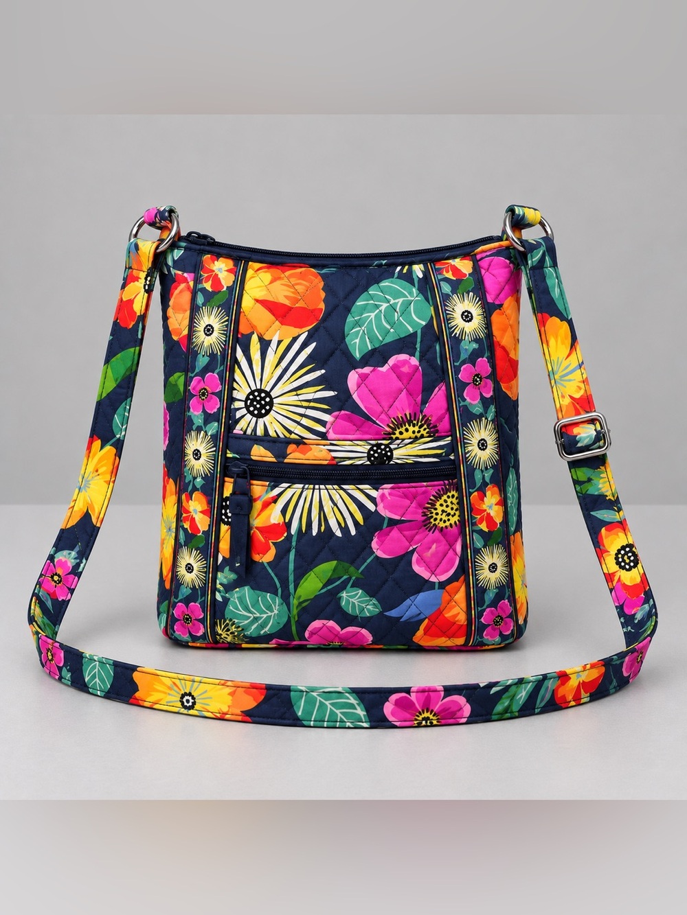 Vera Bradley Jazzy Blooms Crossbody Hipster Bag Floral Cottage Bohemian Retired